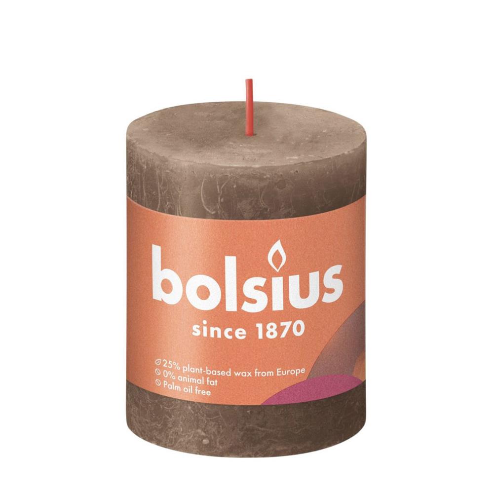 Bolsius Suede Brown Rustic Shine Pillar Candle 8cm x 7cm £3.59